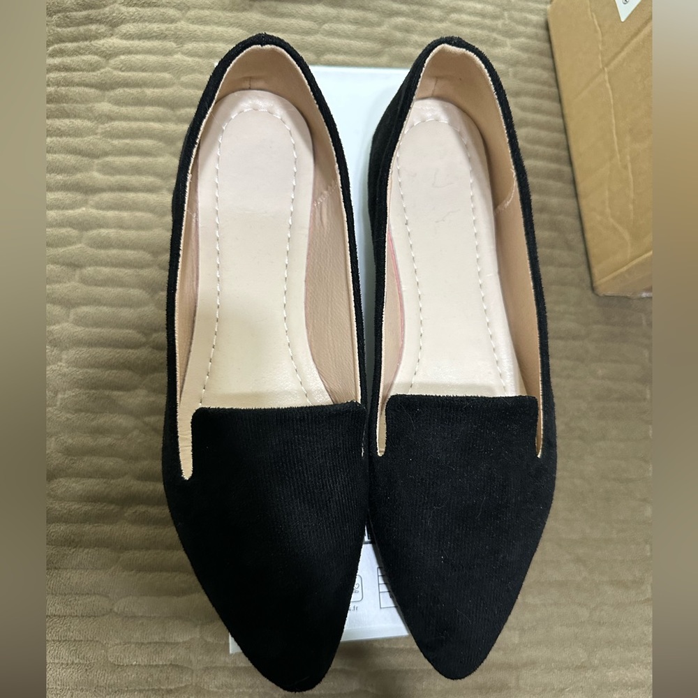 Point Toe Faux Suede Flat Loafers
